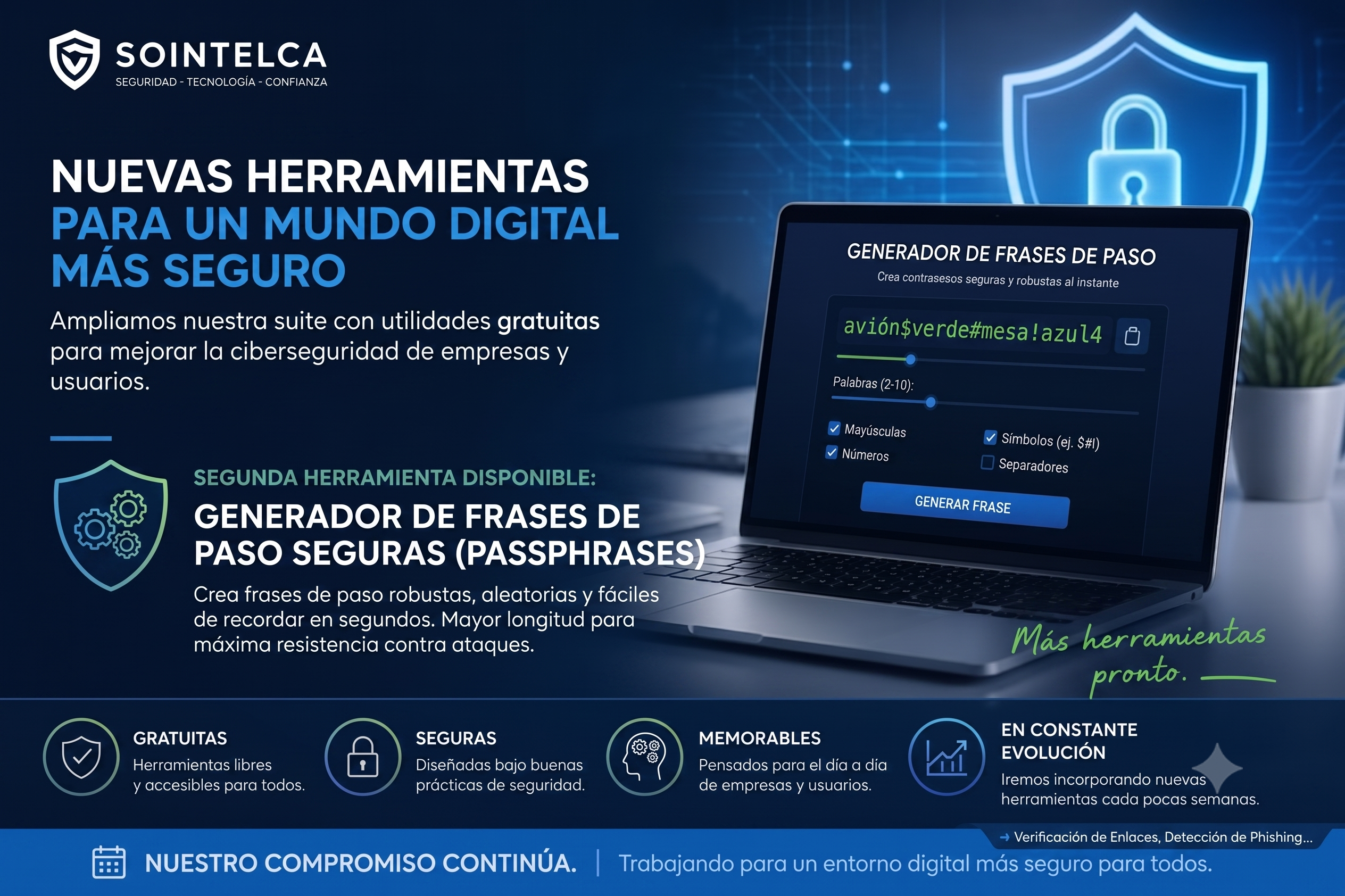 Más allá de las contraseñas complejas: SOINTELCA presenta su nuevo Generador de Frases de Paso Seguras